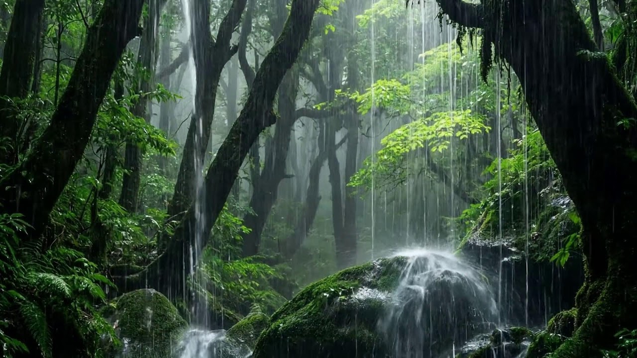 Misty Forest Rain Soundscape With Gentle Thunder For Meditation And Focus Practice