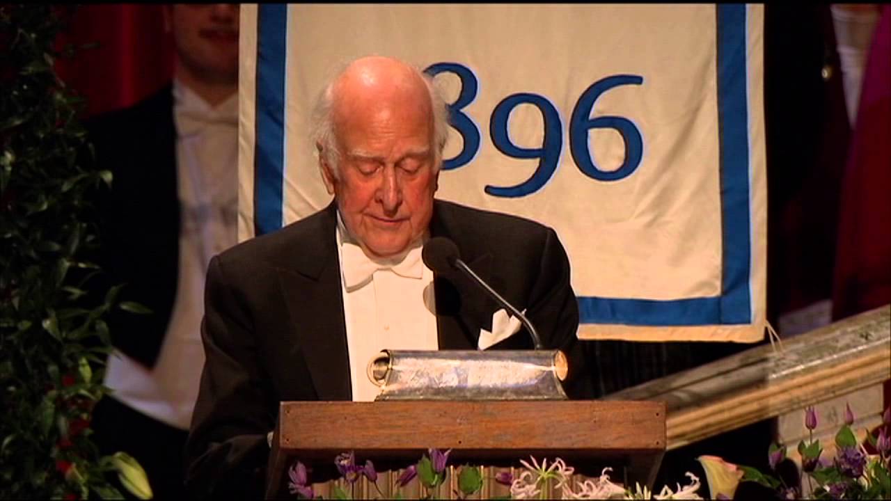 Higgs collects Nobel award