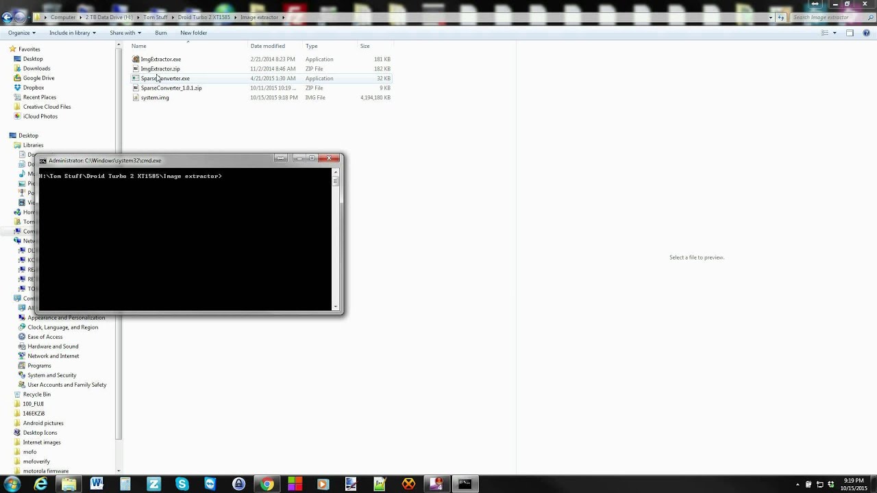 How to convert a SparseChunk's to system img then extract the image