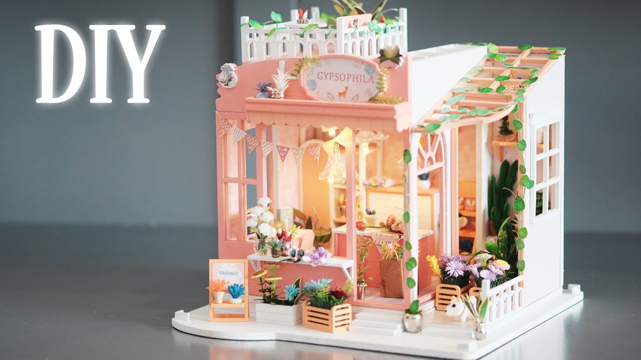 DIY Miniature Dollhouse Kit || Gypsophila - Flower Shop - Relaxing Satisfying Video