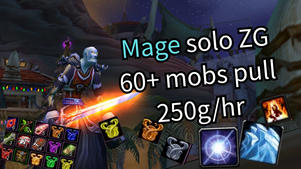 Turtle Wow - Mage solo ZG 70+ mobs 1pull.(250-350g/hr)
