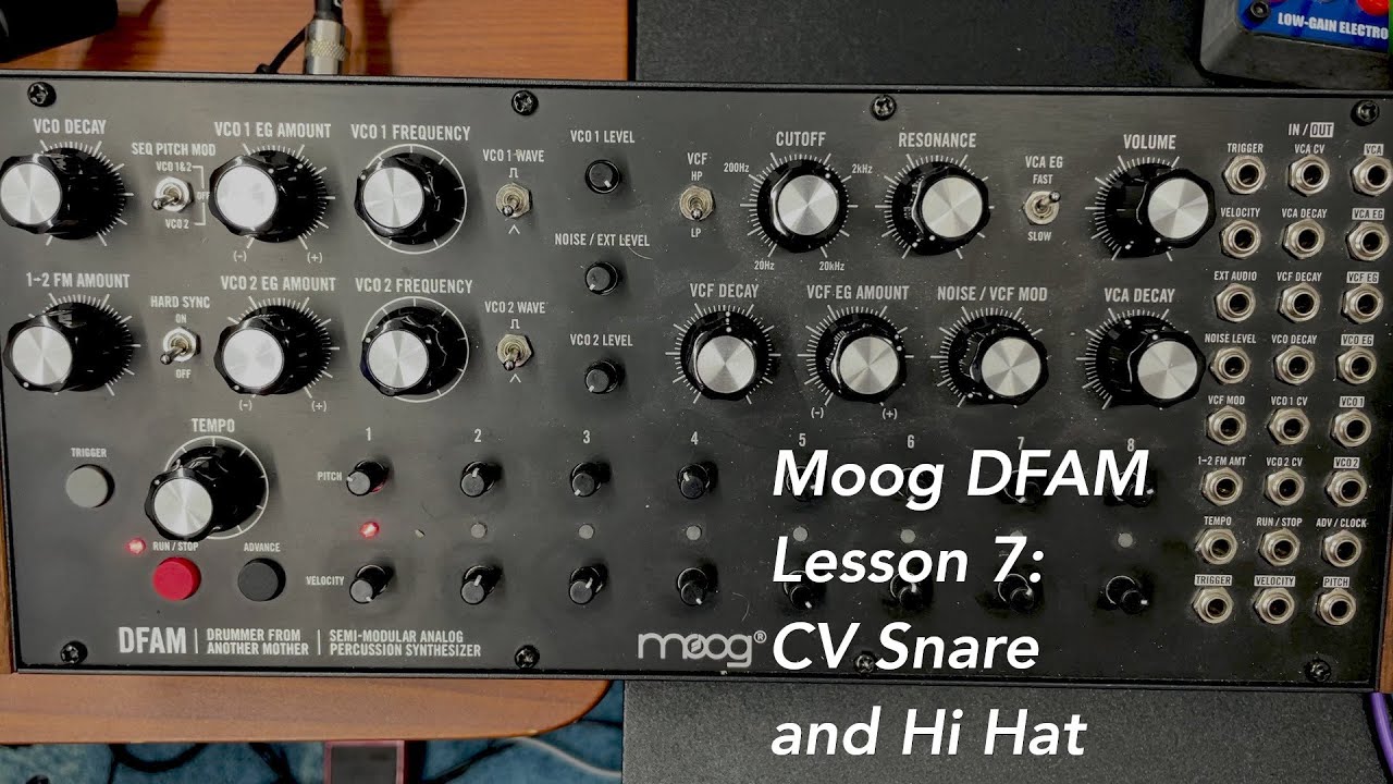 Moog DFAM percussion synthesizer tutorial Lesson 7: Snare and Hi Hat with CV