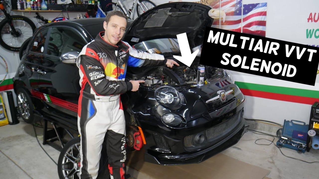 Место замены соленоида VVT Multiair на FIAT 500, соленоид изменяемой фазы газораспределения на FI...