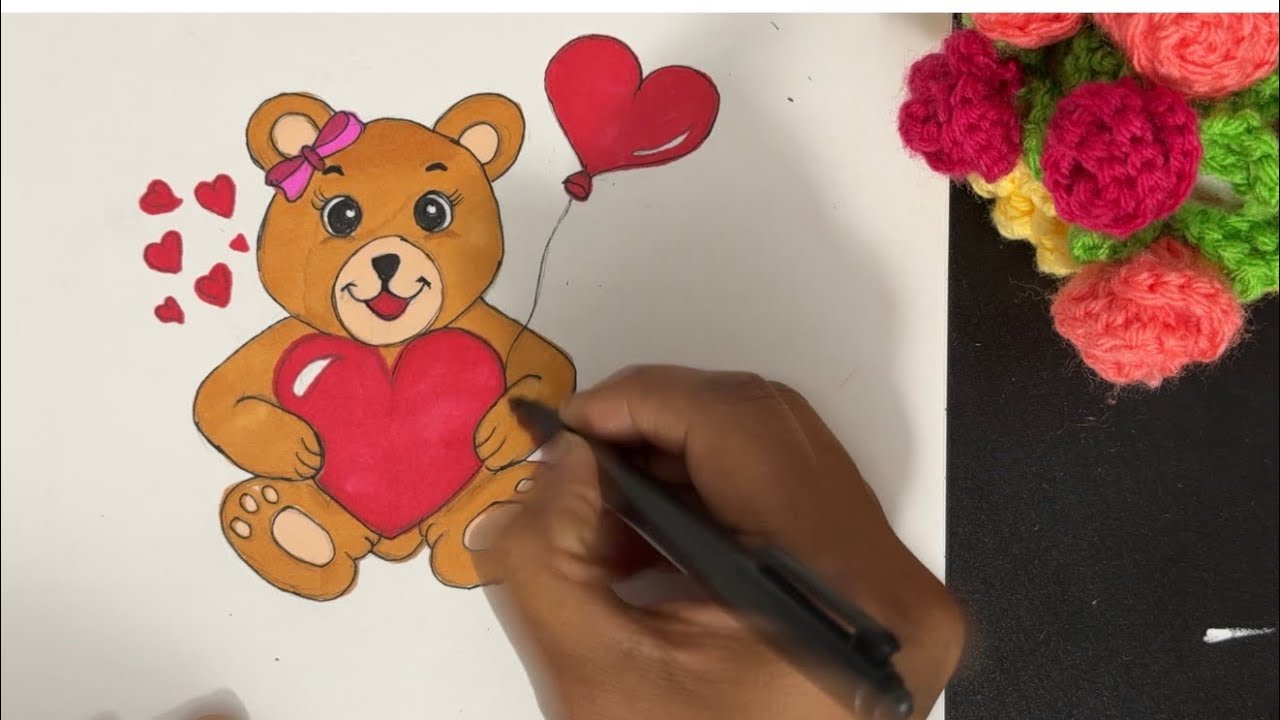 How to draw Valentine’s Teddy bear🧸| step by step valentine Teddy bear