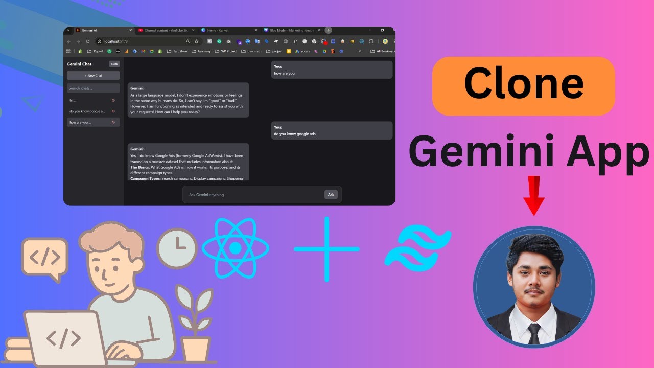 Build Gemini AI Chat App Clone with React & Tailwind CSS – Step by Step Tutorial 2025