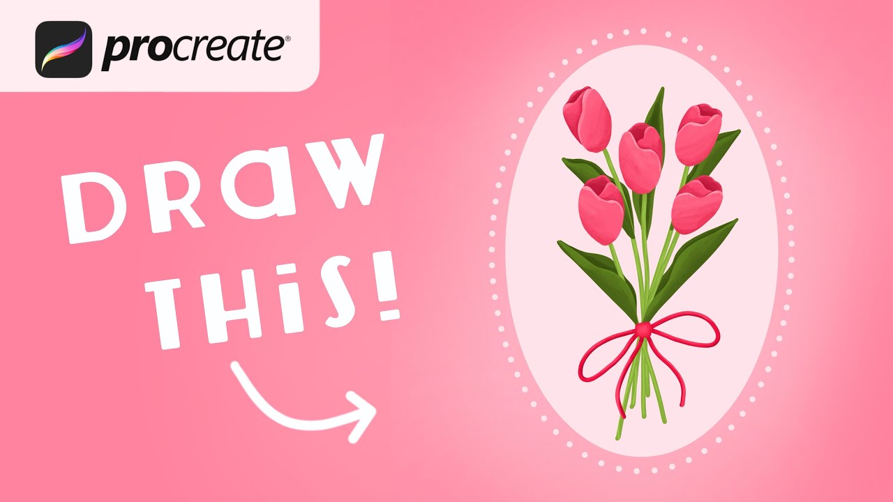 Procreate Step by Step Tutorial - Tulip Bunch - Digital Art - iPad Illustration