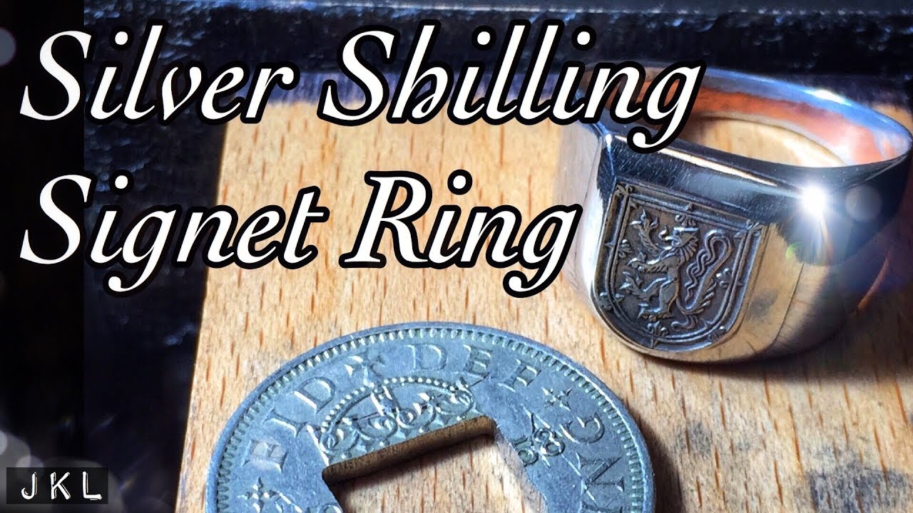 Making a SILVER SIGNET RING with a 1958 ENGLISH SHILLING coin. ASMR.
