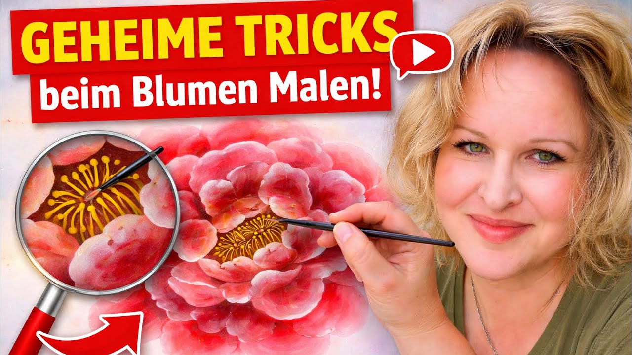 Meine Technik für lebendige Blumen 🌸 | One-Stroke Malprozess Echtzeit