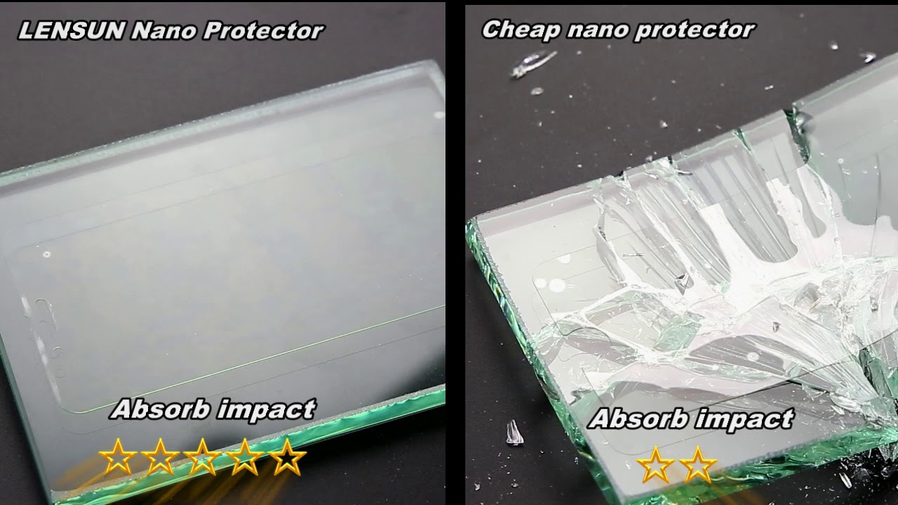 Lensun Explosion-proof Nanotech Screen Protector VS Cheap Screen Protector