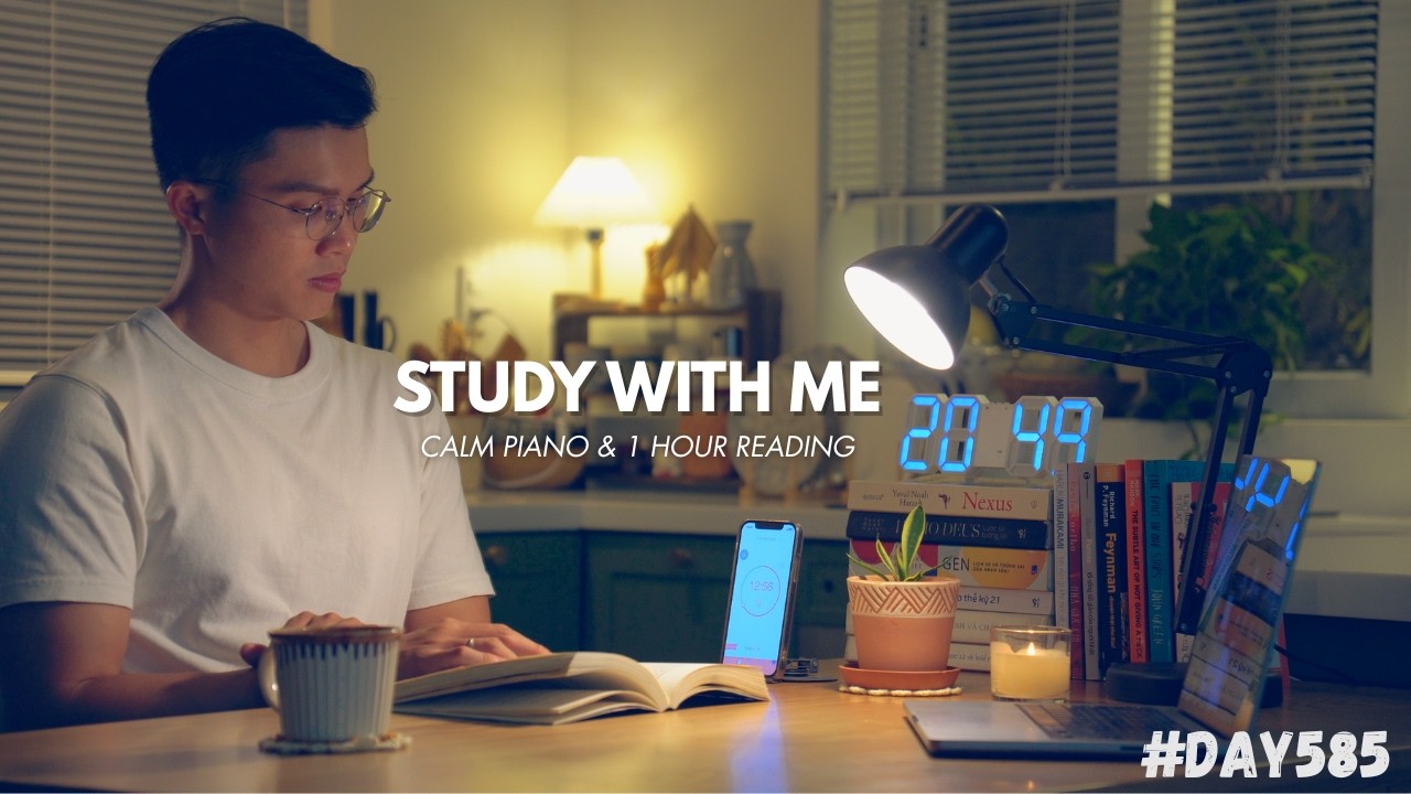 1-HOUR STUDY WITH ME  at Late Night 🌙 | 🎹Calm Piano | Pomodoro 20-02, Spring 2026 🌼