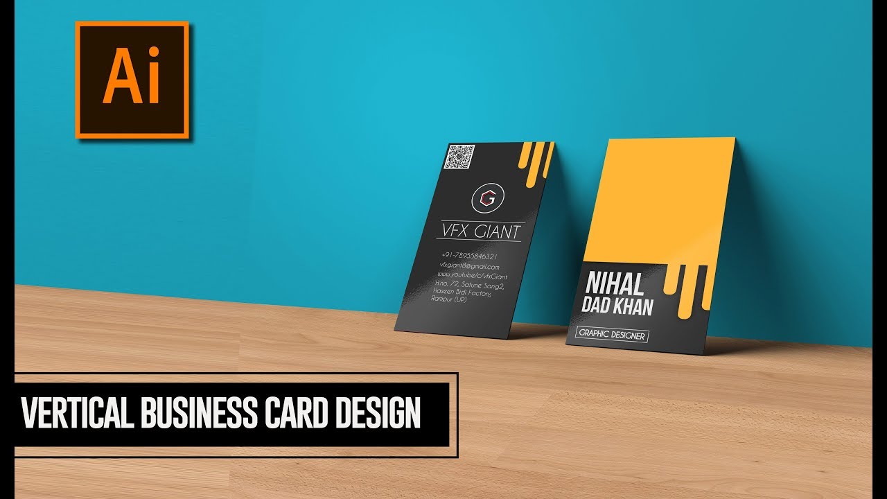 Creative Vertical Business Card Design in Illustrator - Adobe Illustrator Tutorial[2018]