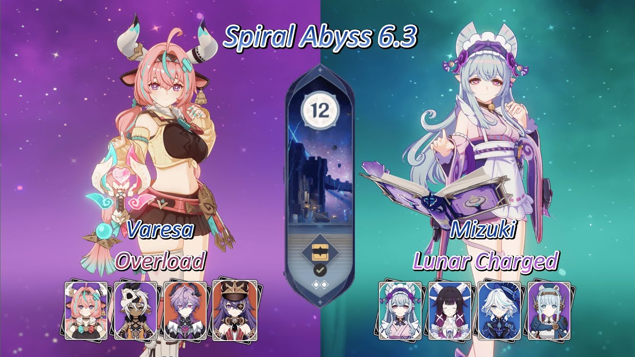 C0 Varesa Overload & C0 Mizuki Lunar Charged | Genshin Impact 6.3 Abyss | Floor 12 (9 stars)