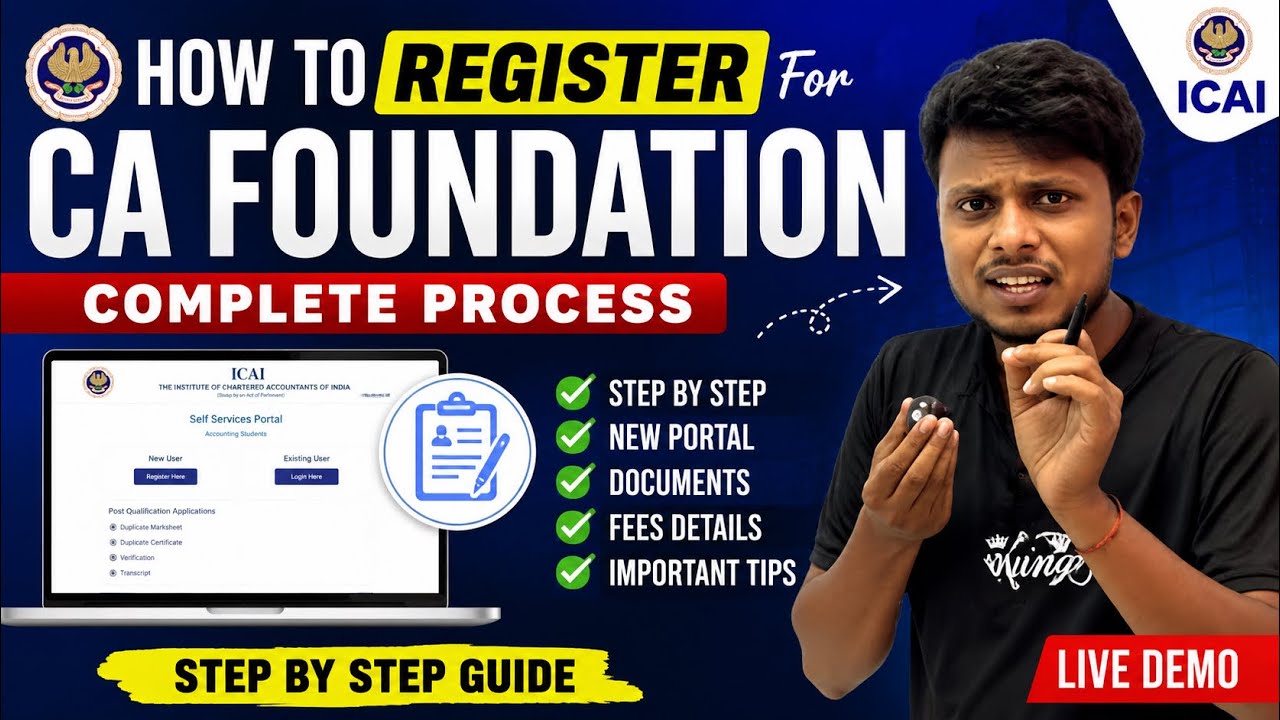 How to Register for CA Foundation Course | Complete Step-by-Step Registration Process | ICAI SSP ...