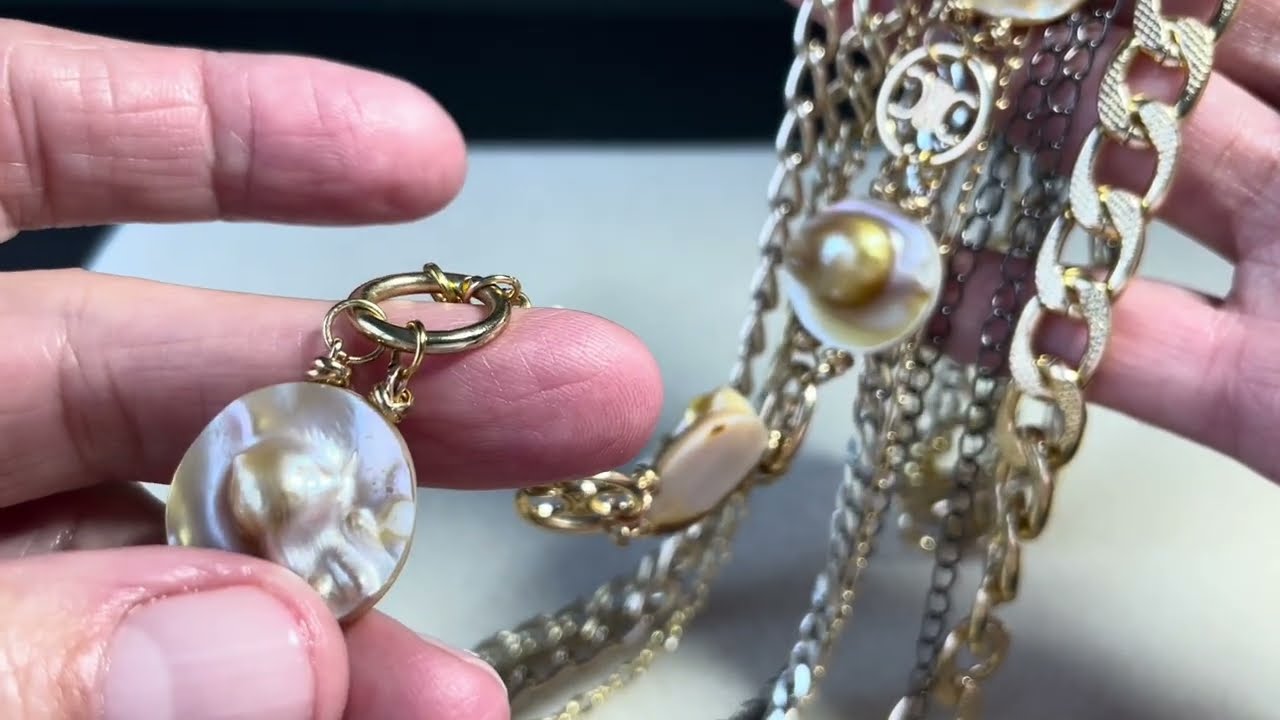 В трендах есть своя прелесть ... Жемчуг блистер на цепях и примерка ! # handmadejewelry