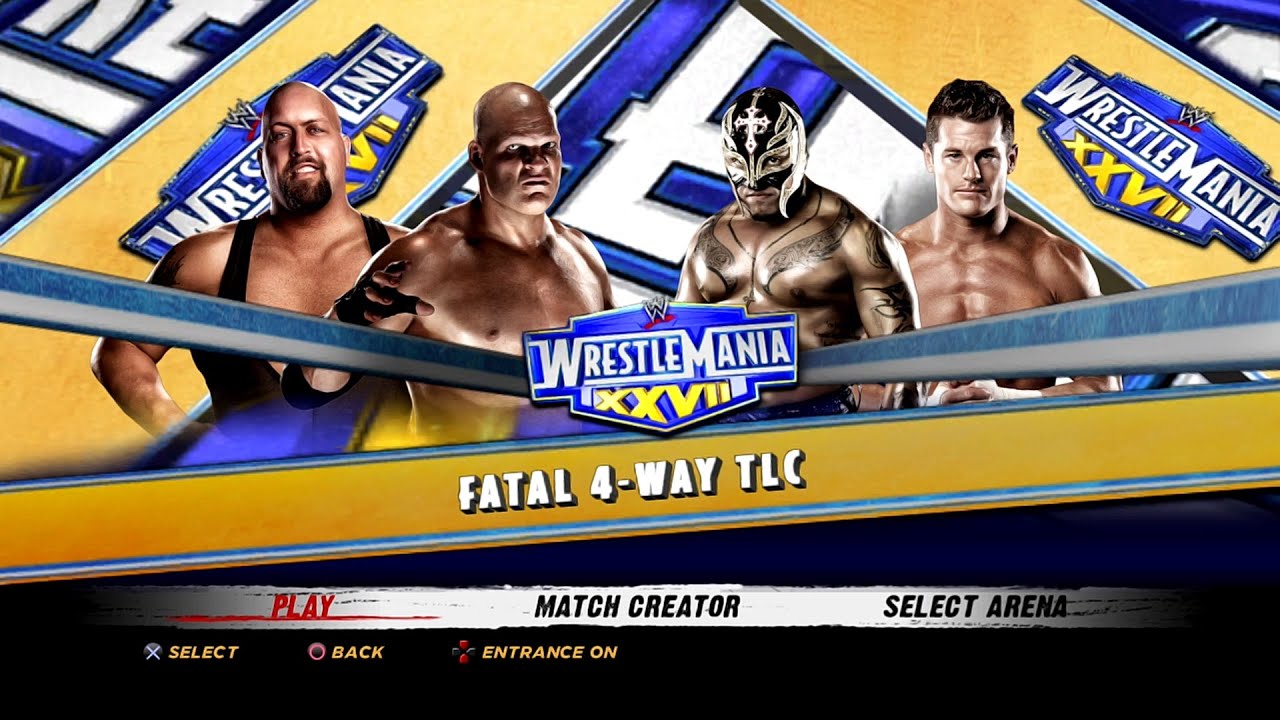 WWE '12 PS3 - Kane VS Rey Mysterio VS Big Show VS Evan Bourne - Fatal 4-Way TLC [2K][mClassic]