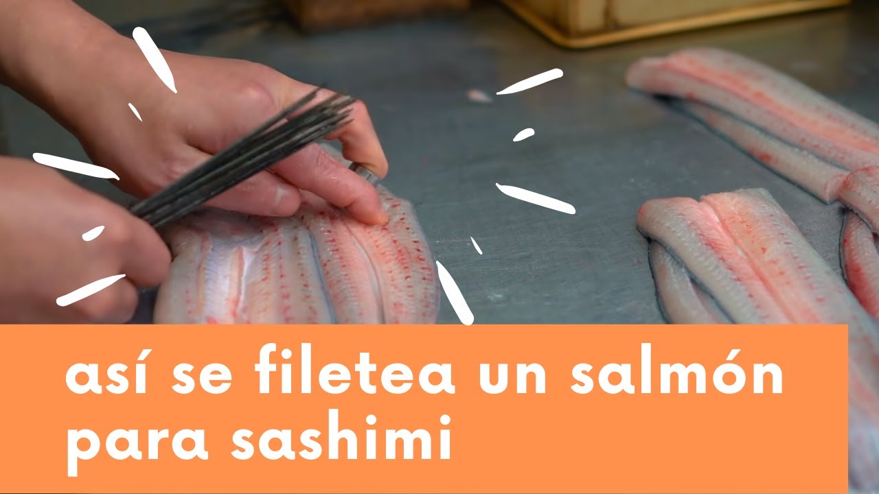 Como cortar un salmón para sashimi - comida horiental !!EXPLICADO!!