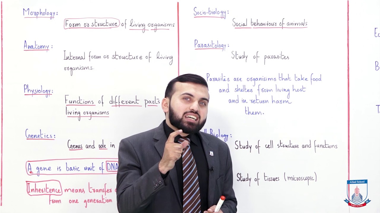 Class 9 - Biology - Chapter 1 - Lecture 2 - Branches of Biology - Allied Schools