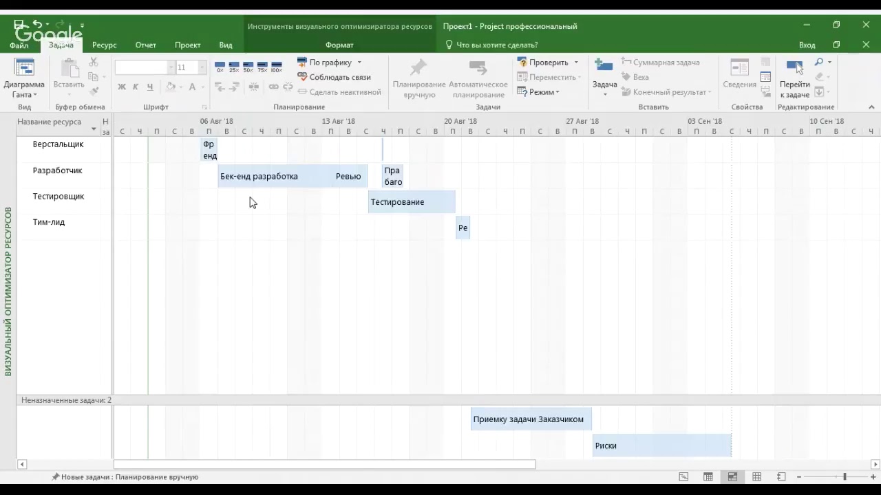 Создание и управление проектом в Microsoft Project 2016