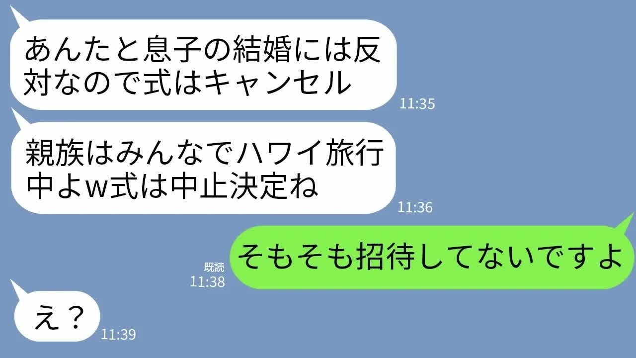 【LINE】義両親と義妹が結婚式5分前にドタキャン連絡。義母「あんたを嫁と認めないw家族はみんなでハワイ旅行中よ」&rarr;私「そもそも招待してませんが？」義母「え？」&rarr;実は&hellip;