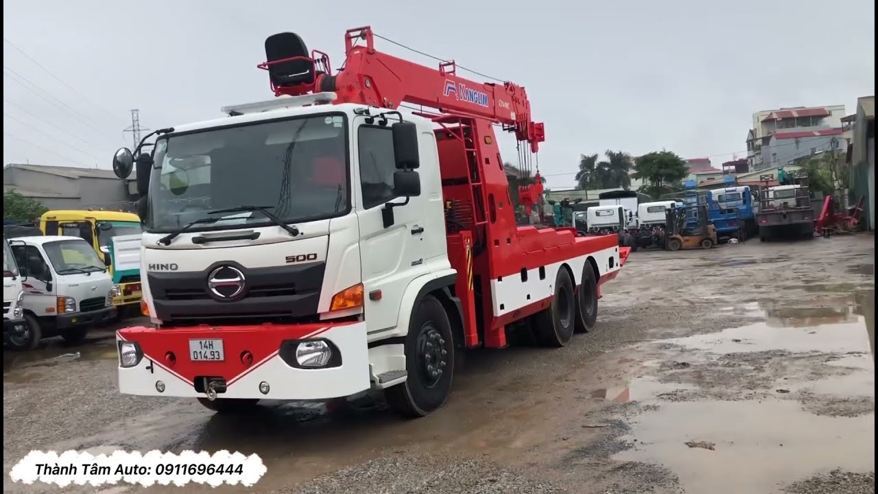 Hino FM cứu hộ gắn cẩu Kanglim 7 tấn. Thiết kế 3 chức năng cẩu kéo , sàn trượt, càng kéo cứu hộ sau