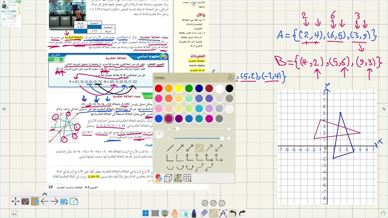 العلاقات والدوال العکسیة ثاني ثانوي مسارات الفصل الثاني رياضيات 2-2