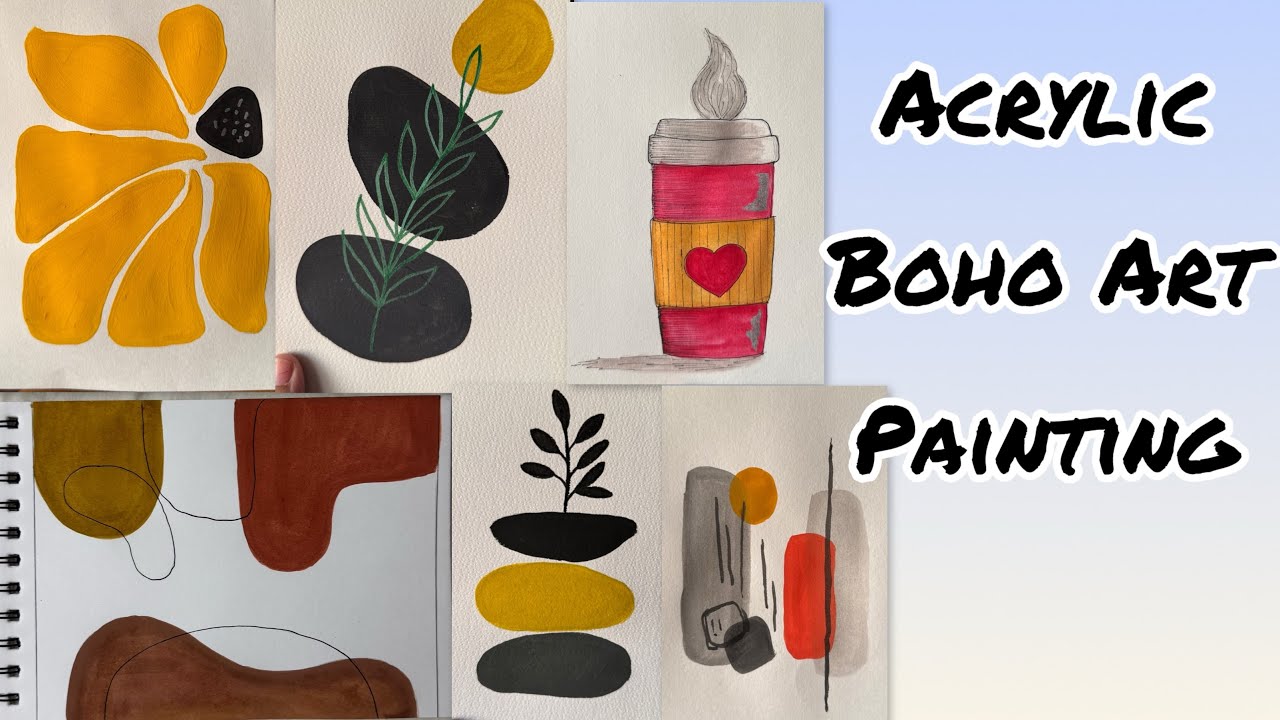 Simple Acrylic Boho Art Painting | Acrylic Boho Art Tutorial #youtube #acrylicpainting #shorts #art 