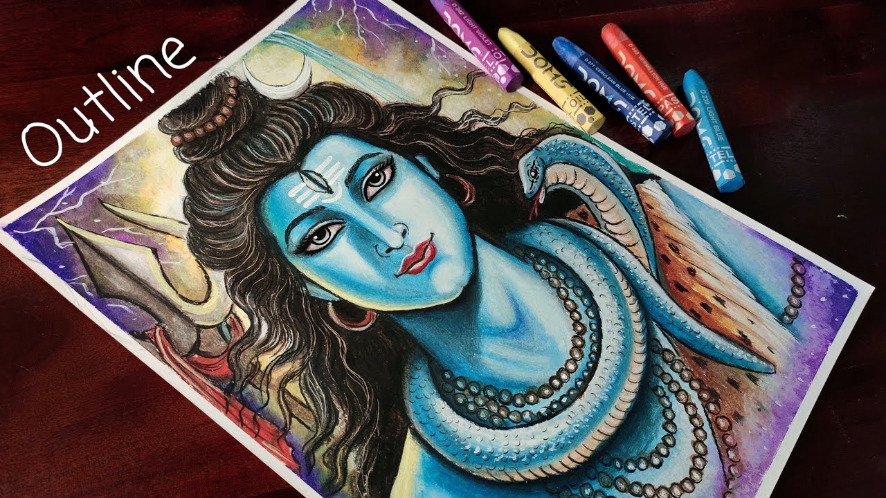MahaShivratri Drawing with Oil Pastel | Lord Shiva Drawing using Oil Pastel #shivratri #lordshiva