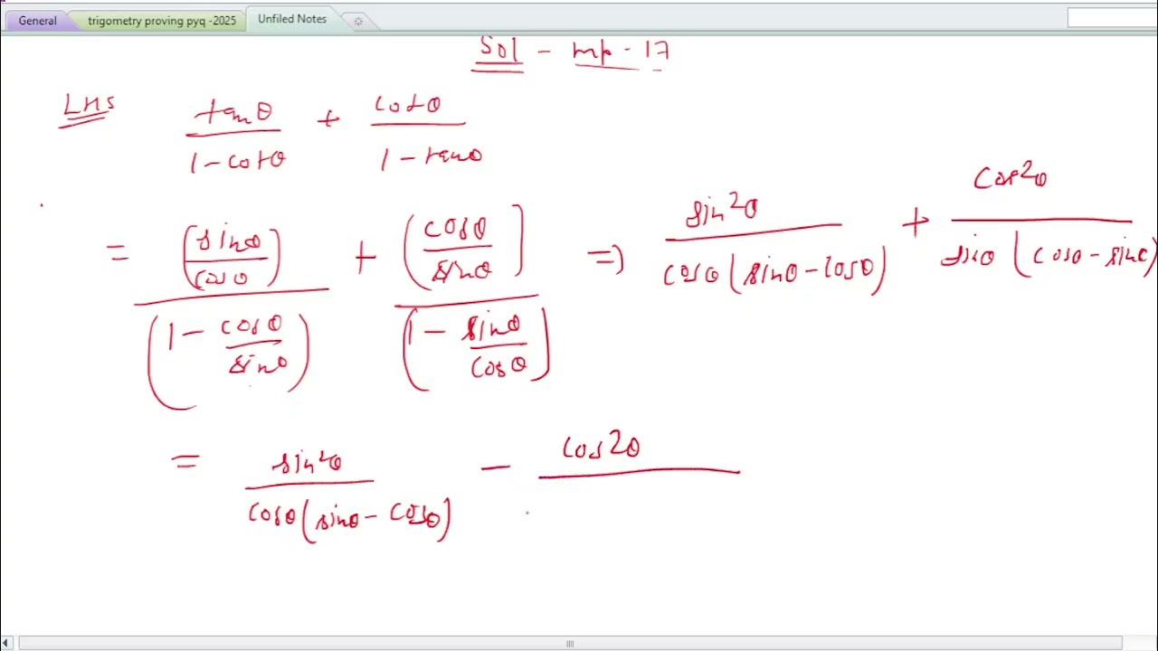 trigonometry problem of proving class x mp 17 #pyq 2025
