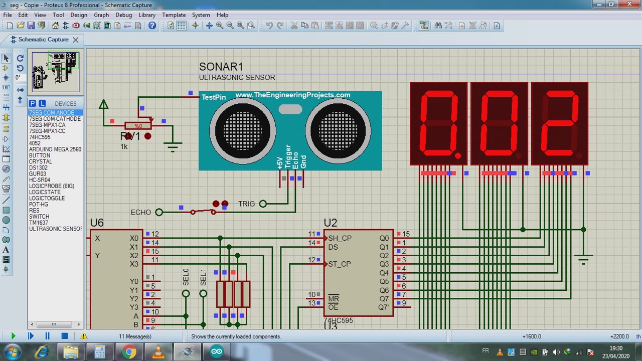 Mesure un distance par un capteur ultrasonic hc-sr04