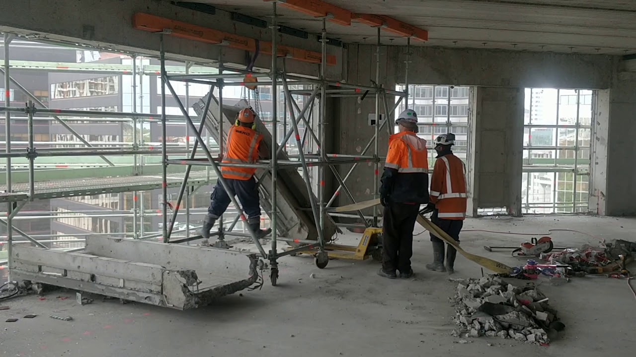 Demolition workers in action