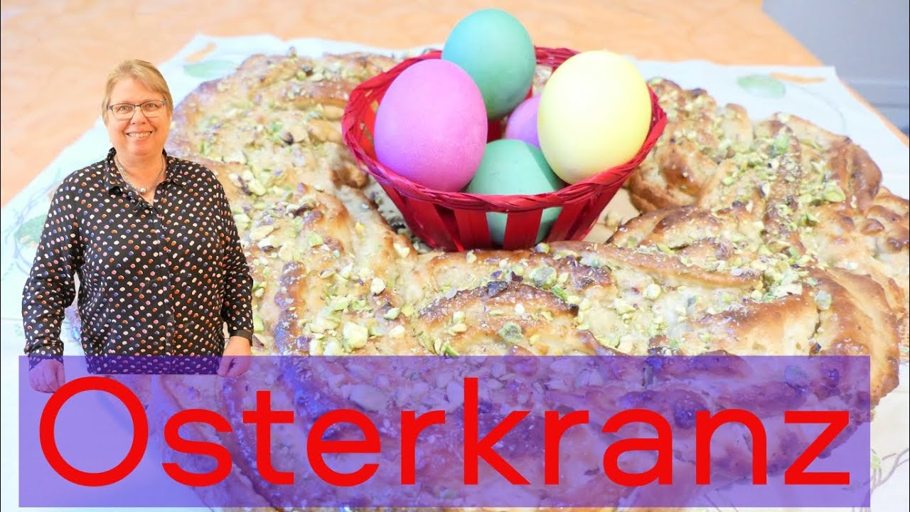 Backen für Ostern: Selbstgemachter Osterkranz mit Frischkäsefüllung aus einem schnellen Hefeteig