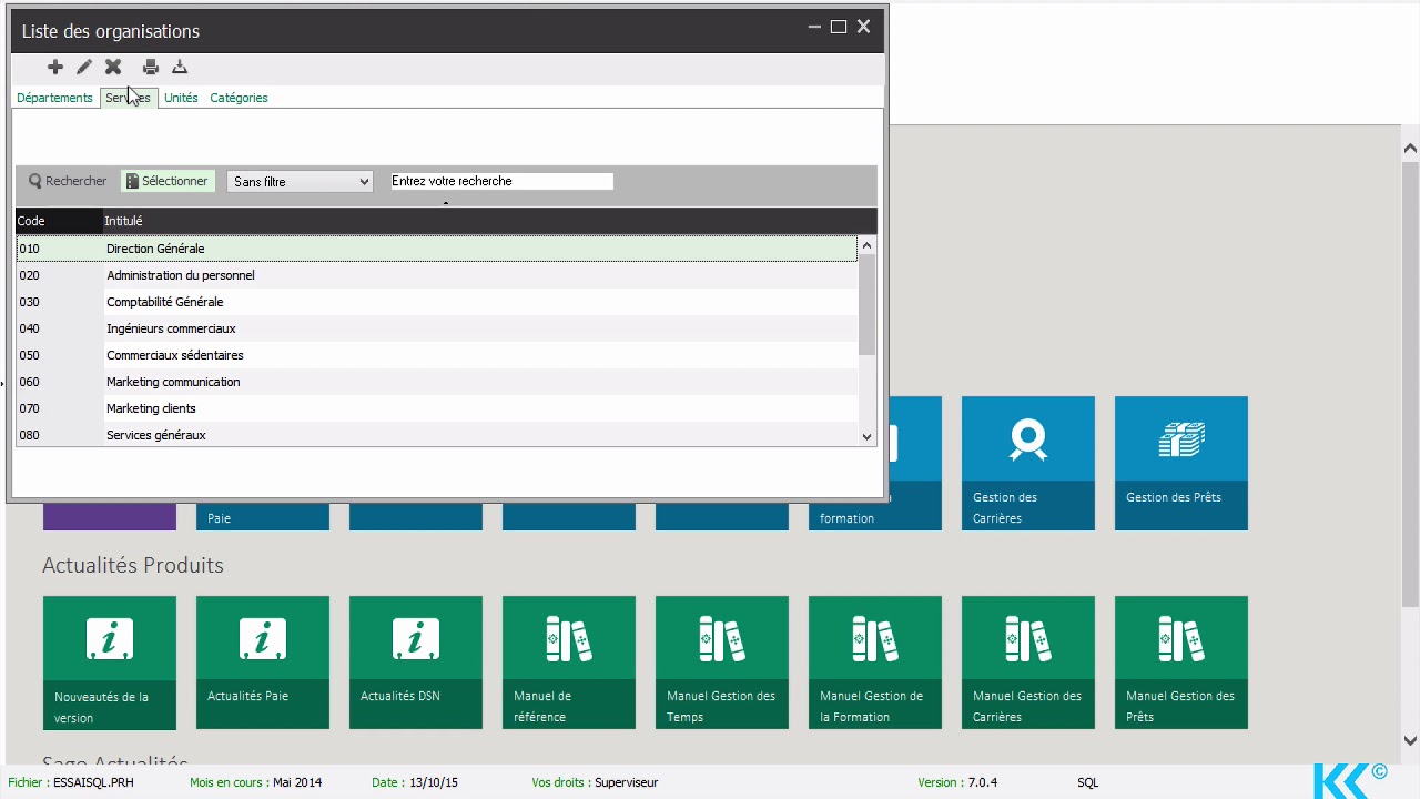 Tuto Sage Paie Les organisations