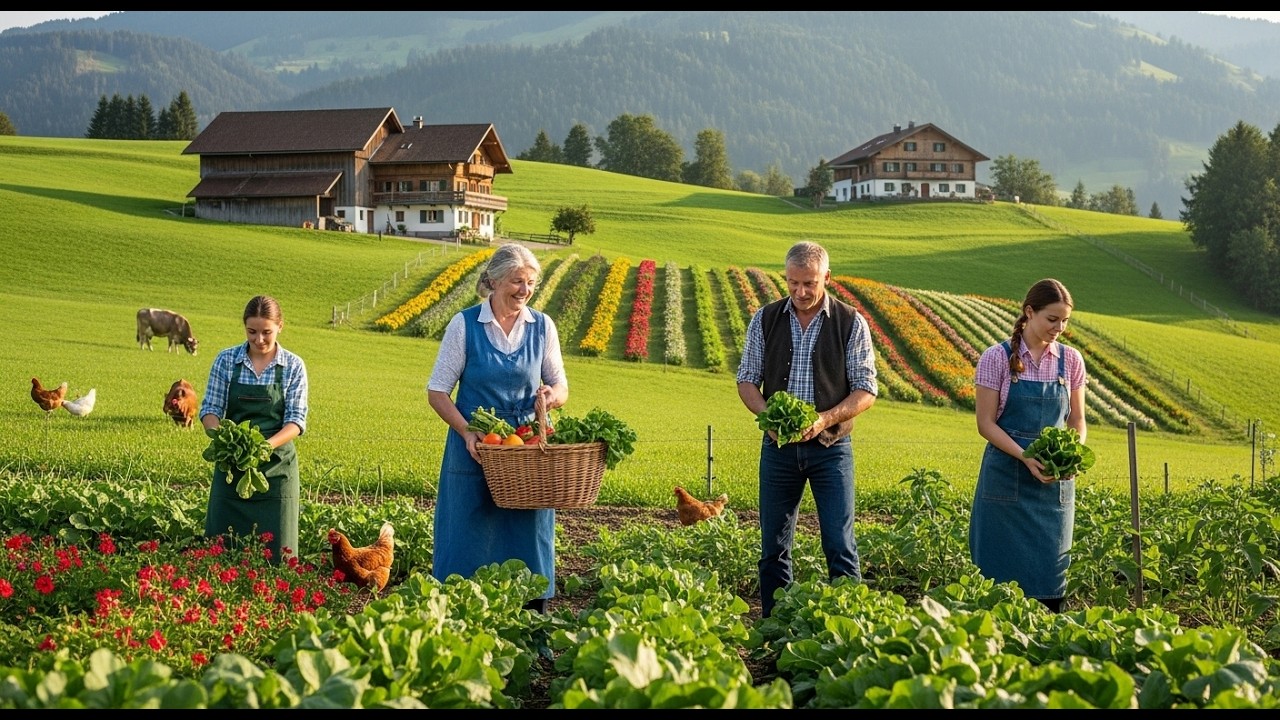 Peaceful Countryside Garden Life - Simple Carrot Garden Harvest in a Rustic Farm Setting