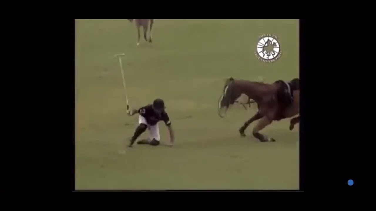 Ten Goaler, Facundo Pieres, goes down when his horse trips over a fouling player.  High Goal Polo.