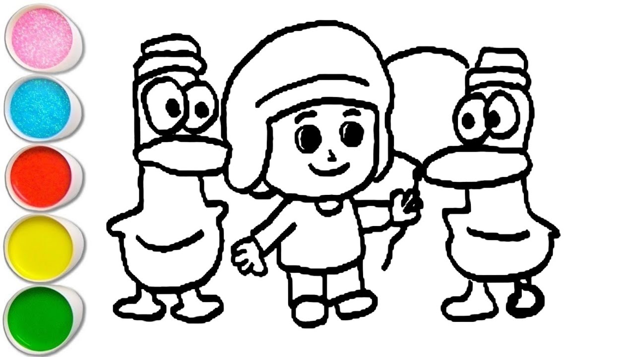 Cute pato with friends Drawing, Painting and Coloring For Kids and Toddlers_ Easy Drawing