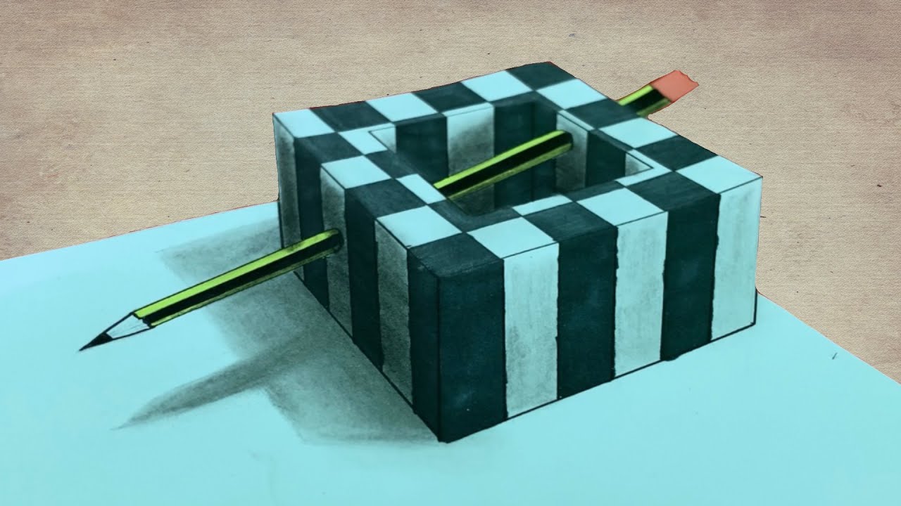 Comment dessiner une illusion , dessin 3D crayon