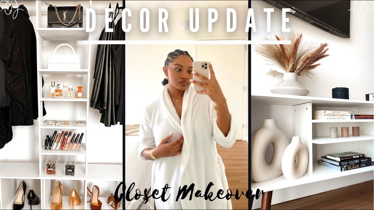 MOVING VLOG PART II | CLOSET MAKEOVER, BUILDING FURNITURE, DECORATING TV STAND + BAR CART & MORE