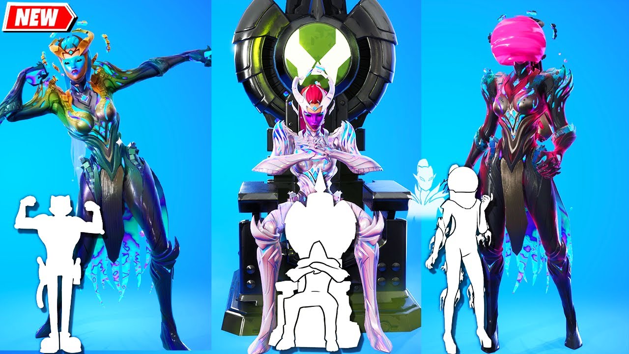 The Cube Queen Fortnite (all styles) doing all Built-In Emotes