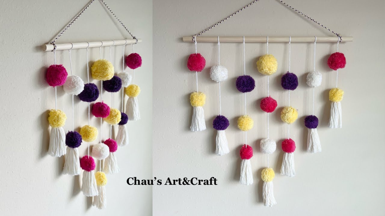 DIY Yarn Wall Hanging | Pom Pom Wall Hanging | Tassel Wall Hanging | Easy Crafts Ideas | Home Decor