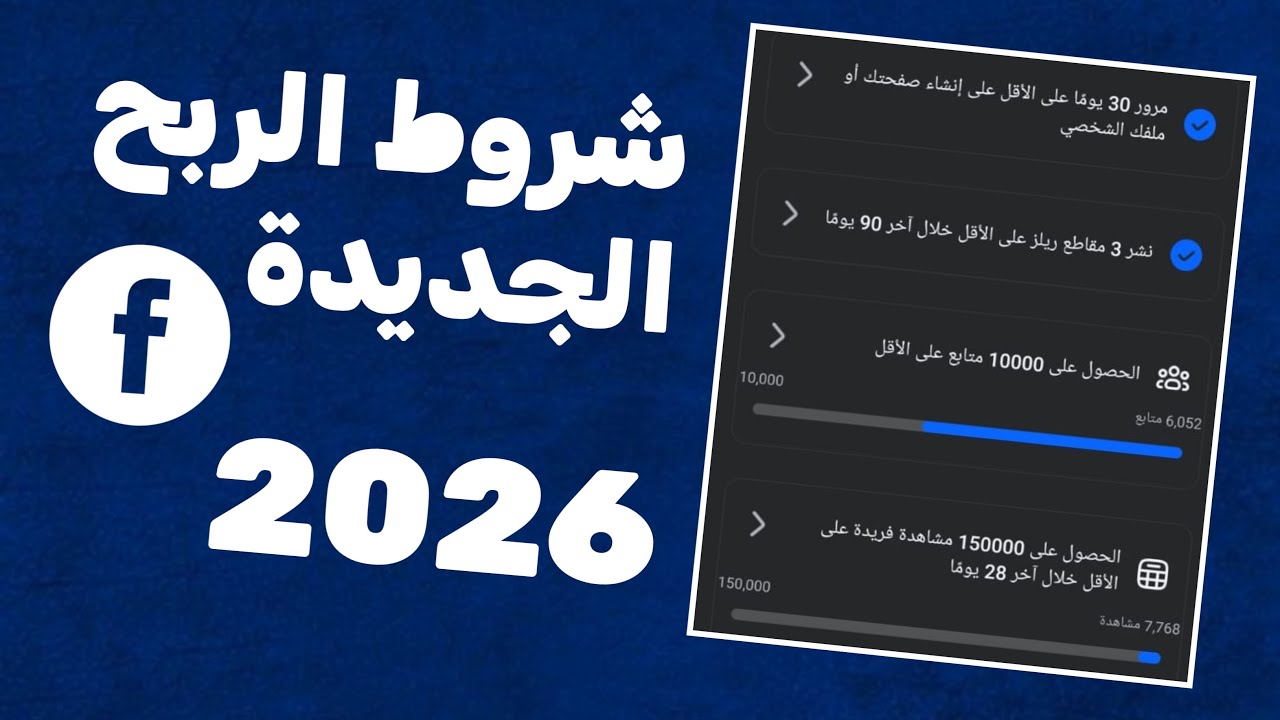وداعاً للتعقيد! 🚀 شروط الربح من فيسبوك 2026 الجديدة كلياً.. كيف تبدأ بجني الأرباح اليوم؟