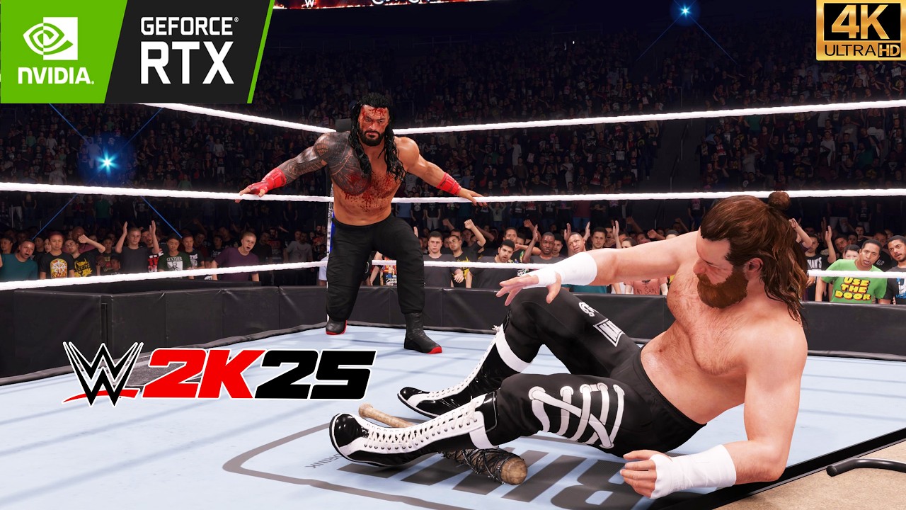 WWE 2k25 : Roman Reigns vs Sami Zayn – Insane Iron Man Extreme Rules Match  (4K60fps)