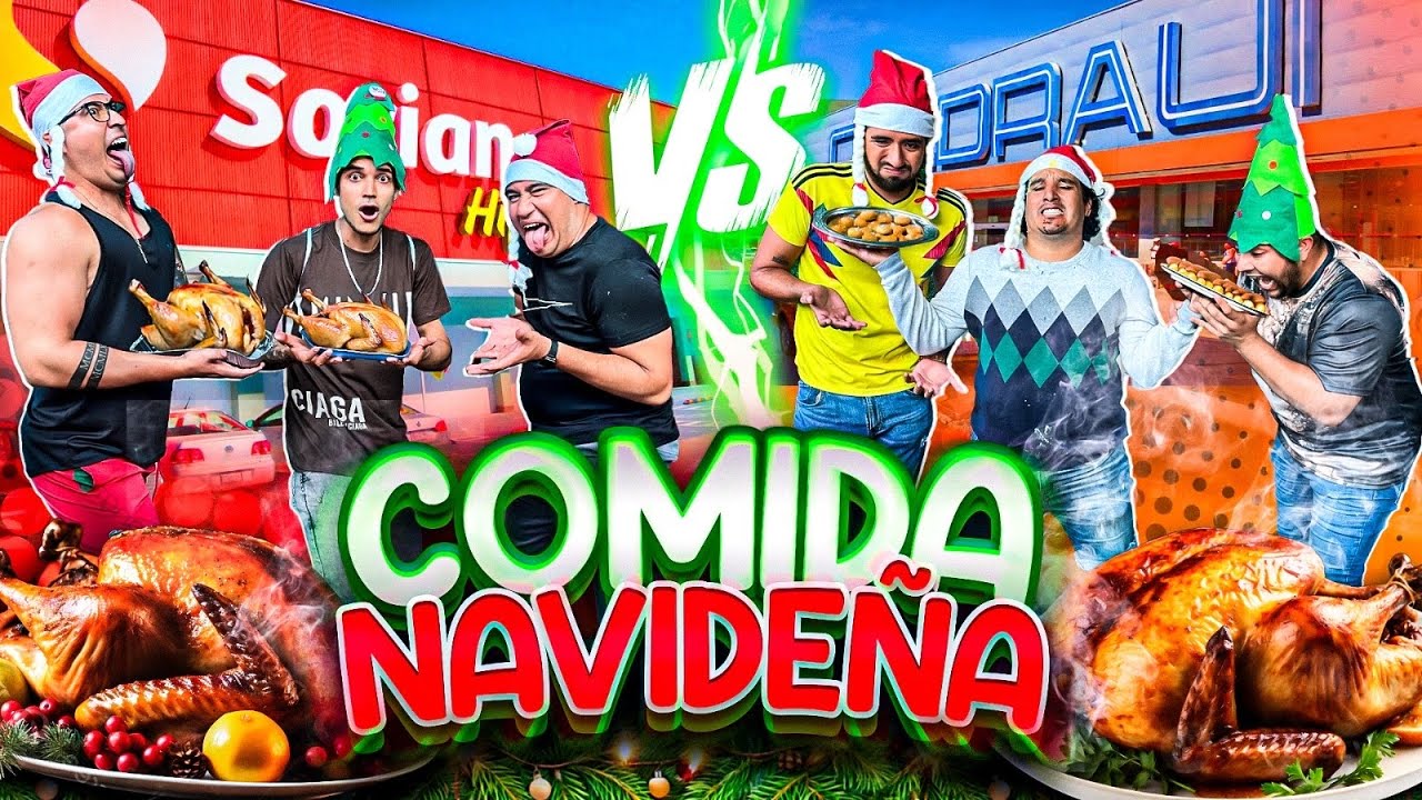 Probando COMIDA NAVIDEÑA de los SÚPER MERCADOS CON EL CREW | cual es la mejor?
