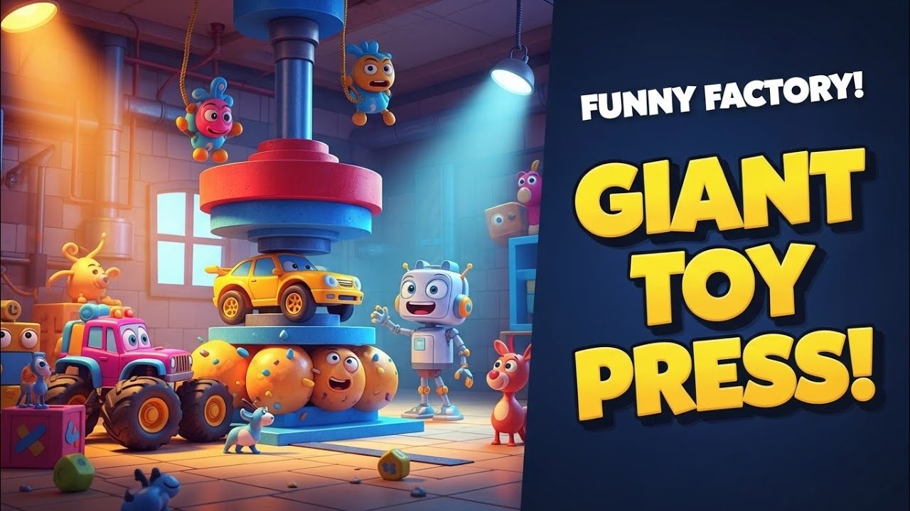 Giant Toy Cars & Monsters Factory Pressing Machine | Funny Kids Animation