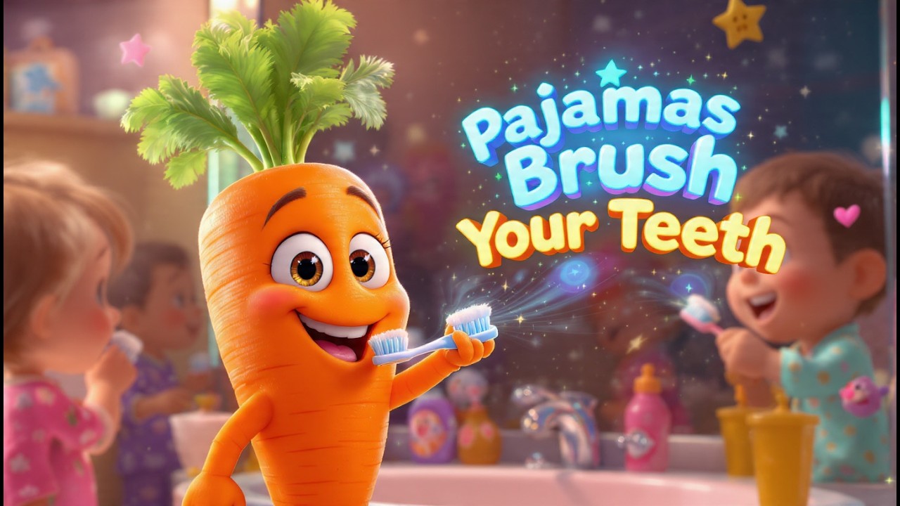Pajamas Time with Melo Carrot 🥕🦷😴 Bedtime Brushing Song