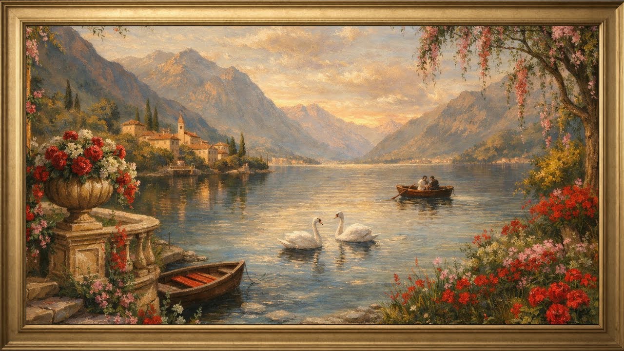 3 Hour 4K TV Frame Art: European Summer Aesthetic | Romantic Mediterranean Village & Mountains