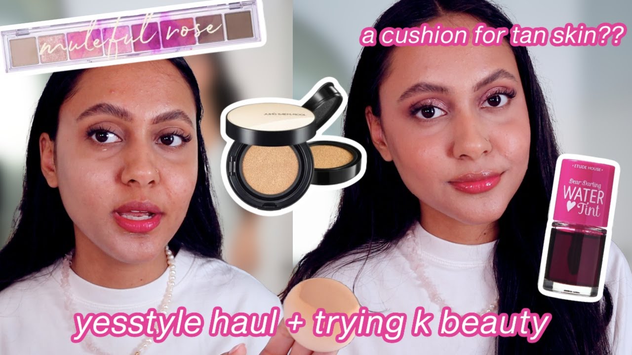 YESSTYLE HAUL + TRYING K BEAUTY | Тональный крем Jung Saem Mool Cushion Foundation, Etude House, ...