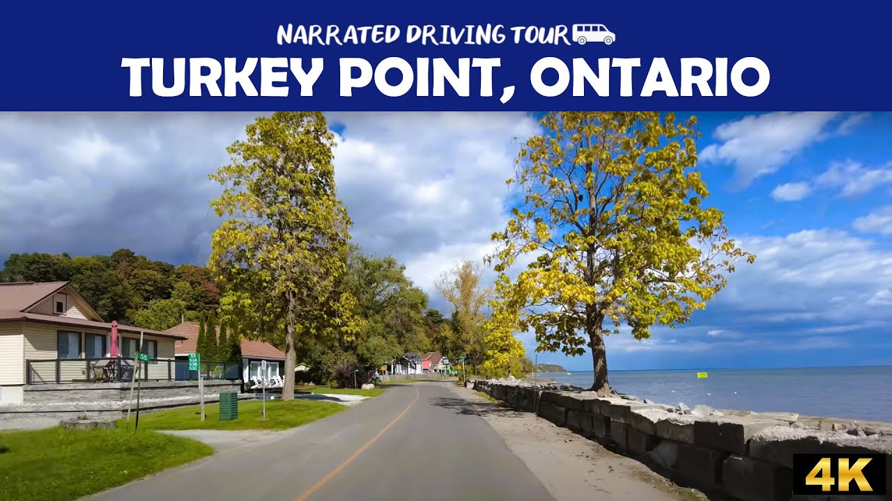 🚘 Исследуем Turkey Point в 4K 🇨🇦 | Спокойная поездка у озера 🌊 и лесные дороги 🍁