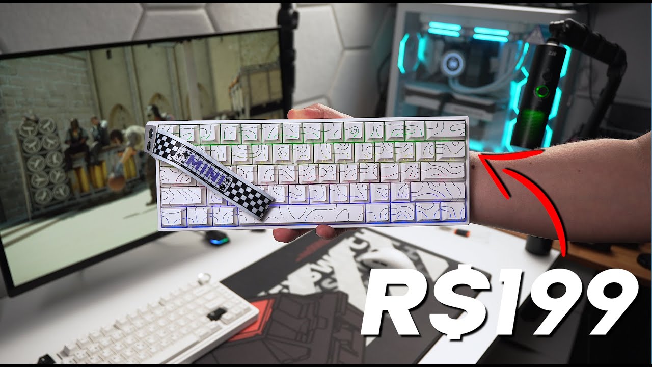 NOVA MELHOR opção de teclado magnético WIRELESS do AliExpress! Unboxing AULA MINI60 HE