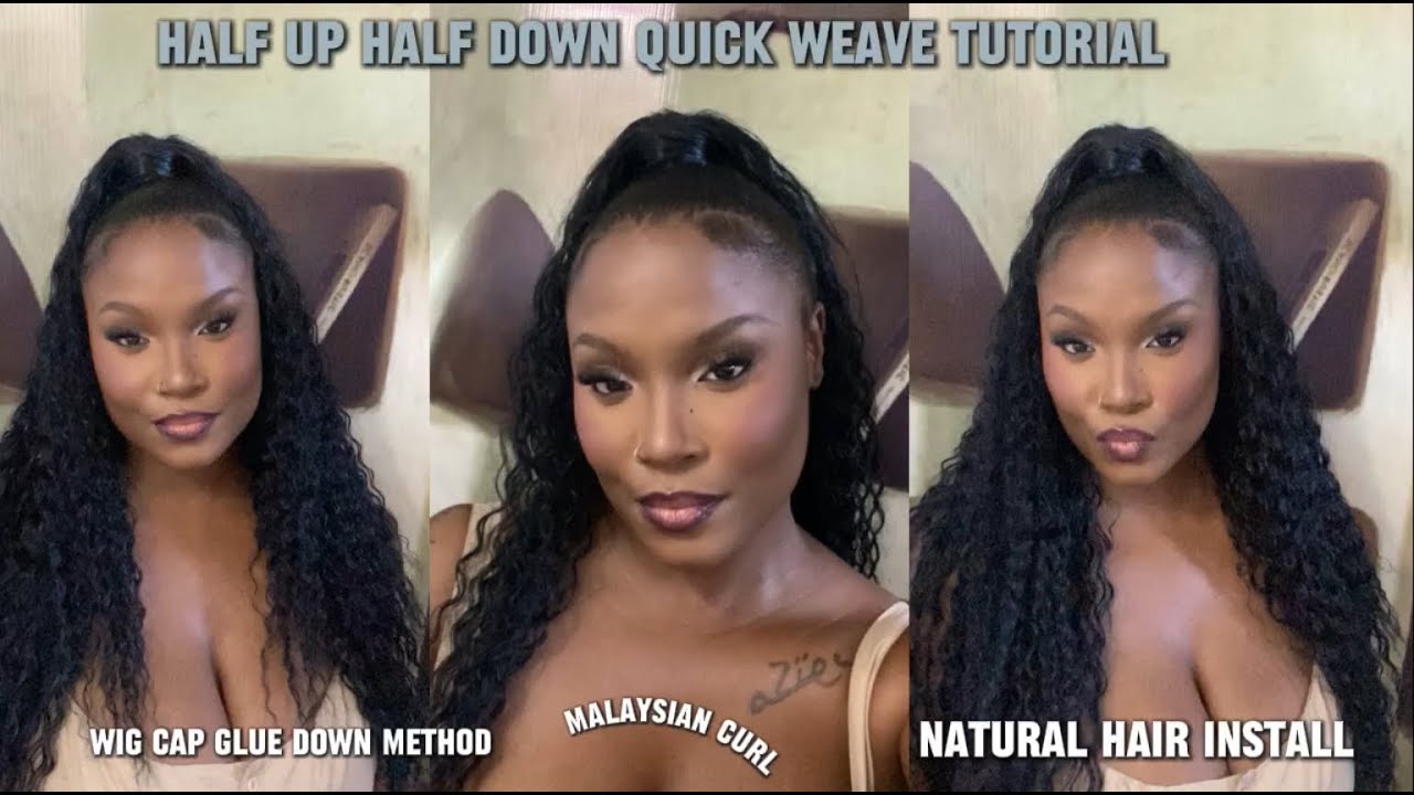 MAROON “THE KOZEY DIARIES” | HALF UP HALF DOWN QUICK WEAVE TUTORIAL | GLUE DOWN | MALAYSIAN CURL.🤍🌸