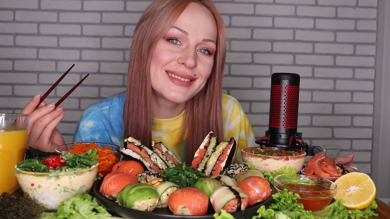 MUKBANG | Ленивые роллы, суши, закуски | Sushi/rolls, snacks не ASMR